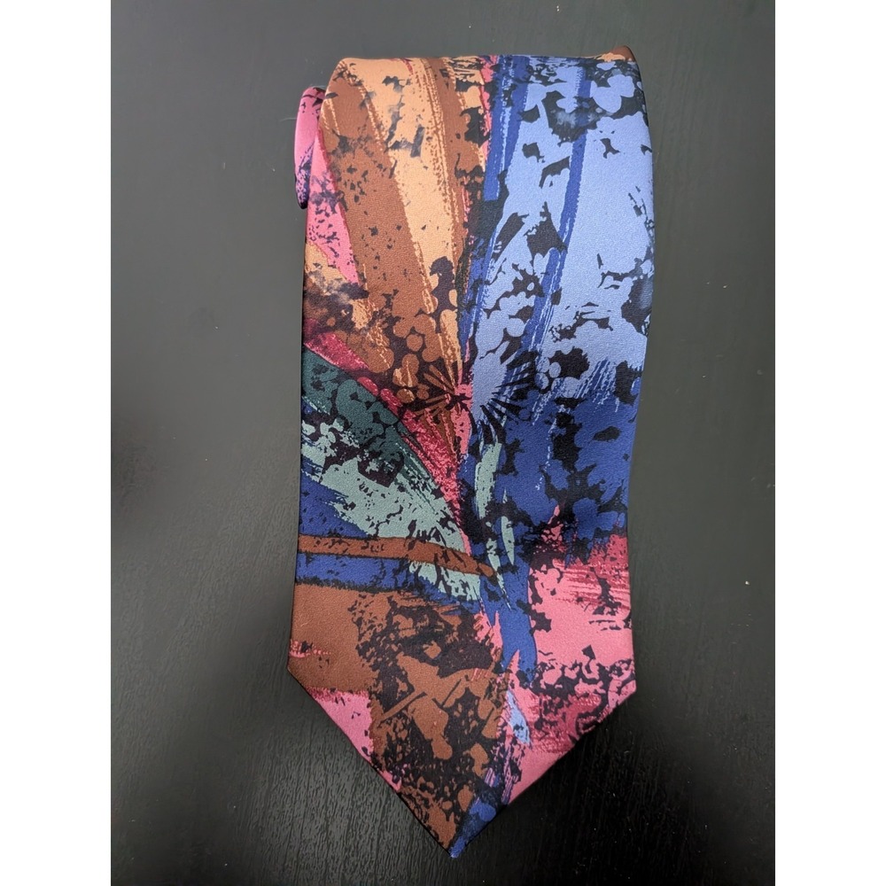 Vintage Italian Import Silk Tie Colorburst Tie Dye Necktie 57"